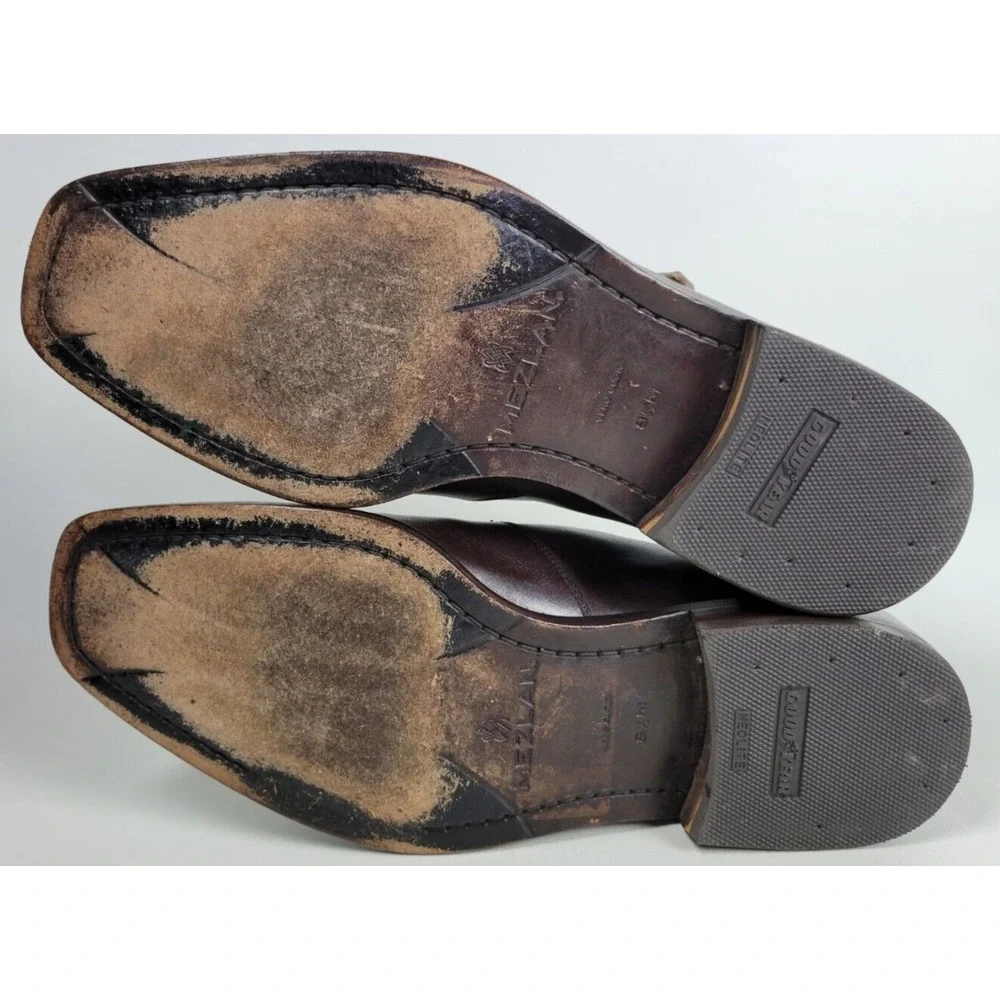 Mezlan‎ Mens Brown Leather Split Toe Double Monk Strap Dress Shoes Spain 8.5 M